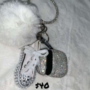 Bling air pod keychain w custom rhinestones on mini chuck